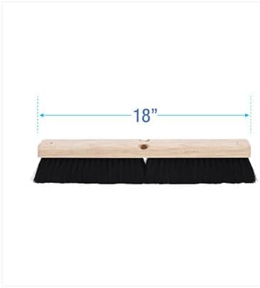 Boardwalk 18" Push Broom Head, 2.5" Black Tampico Fiber Bristles, Rectangular, Industrial Floor Brush, Hardwood Block, 2 Threaded Holes, Handles Sold Separately