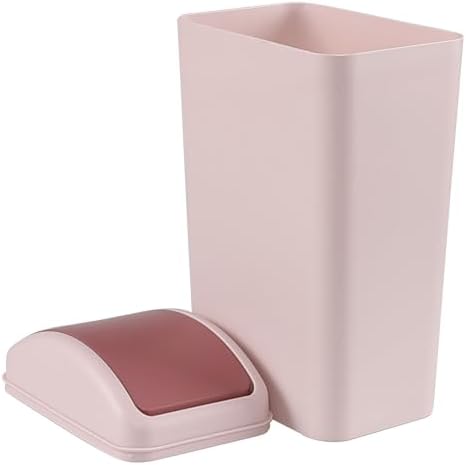 3 Gallon Swing Top Trash Can, Garbage Bin with Swing Lid, Pink | Swing Lid Design, Smooth Matte Plastic Material, Ideal for Bathroom, Bedroom, Office and Dorm