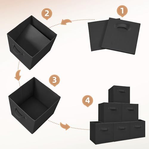 STORAGE MANIAC Storage Cubes, 11 Inch Durable 18 Pack Fabric Foldable Collapsible Bins with Handles for Organization, Closet, Shelves, Offices, Toys, Black
