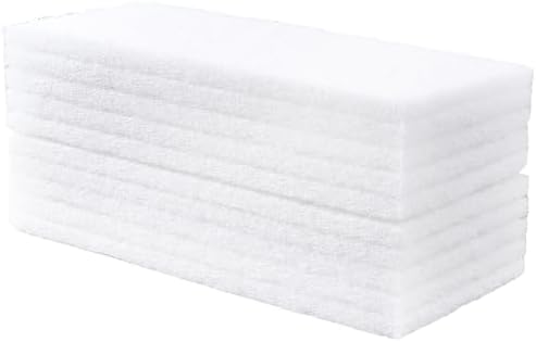 CREATCABIN 10Pcs White Scrubbing Pad Non Scratch Scouring Pads 4 x 10 Inch Non Woven Scouring Sponge Light-Duty Multipurpose Abrasive Multi Surface Scrubber for Cleaning Polishing Kitchen Workshop