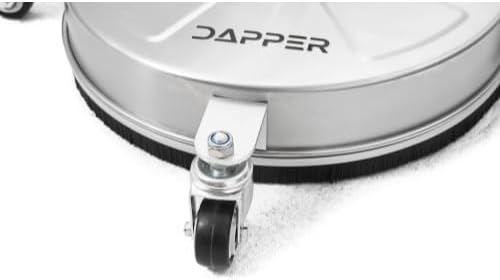 Dapper Supply 20 in. Pressure Washer Surface Cleaner in Stainless Steel w/Handles & Wheels, 4350 Max PSI, 3/8" Connector & 2 Adapters Ideal for Driveways, Sidewalks, Patios, Decks