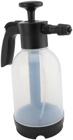 Foam Sprayer, Plastic 2L Manual Pressure Foaming Pump Sprayer with Adjustable Foam Output, 2 Nozzles, Hand Pressurized Soap for Car Wash Garden Window Deck