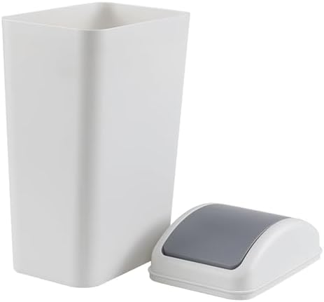 3 Gallon Trash Can with Swing Lid, Swing Top Garbage Can, Gray | Swing Lid Design, Smooth Matte Plastic Material, Ideal for Bathroom, Bedroom, Office and Dorm