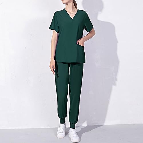 Cleaning Short Sleeve Scrubs for Women Set Stretchy Housekeeping Uniform Nurse Scrub Sets for Woman