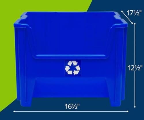 Stackable Open-Front Recycling Bin Box Containers, Blue (2-pack) RL39459