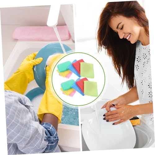 ULTECHNOVO 12pcs Non Scratch Scouring Pad Dish Sponges for Washing Dishes Soft Nylon Kitchen Cleaning Sponges with Superior Stain Removal Power Flexible and for Utensils and Hard Surfaces