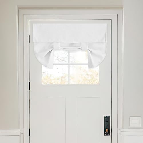 RYB HOME Door Window Curtains Privacy Sunlight Shades for Classroom Cover | Lockdown Shades, Room Darkening, Blocks Views, Thermal Insulated, 2 Adhesive Strips, No Drill, W26 x L20, White, 1 Panel