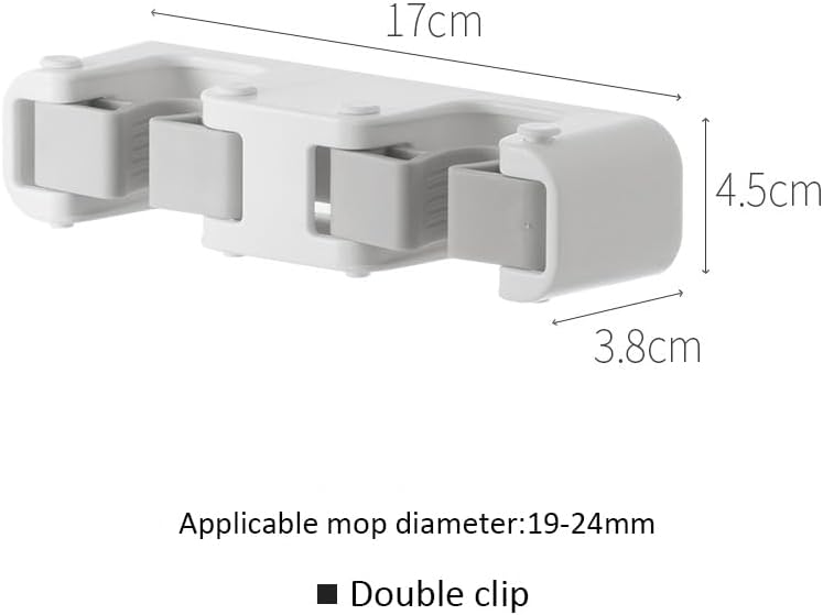 Broom Holder Wall Mount Self Adhesive, No-Drill Mop Grip Organizer for Home | Thick silicone loops stop slipping & scratching on mops, brooms, umbrellas.(Single+double)