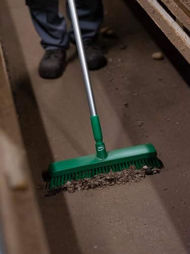 Vikan 31752 16" Heavy-Duty Push Broom, Soft/Stiff, Green