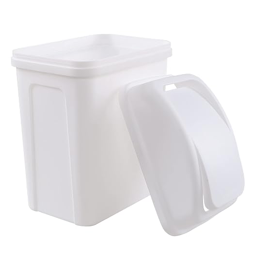 Idotry 1.8 Gallon Small Bathroom Plastic Trash Can with Swing Lid, White | 7 L Swing Top Lid Waste Basket, Space-Saving Slim Shape, Small Garbage Can for Office, Bedroom, Under Sink, Near Desk