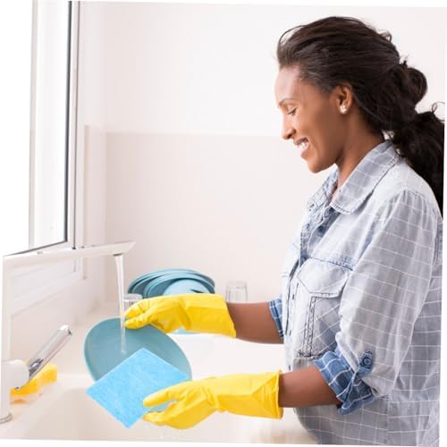 Cabilock 30pcs Non Scratch Blue Scouring Pads Reusable Kitchen Cleaning Sponges for Dishes Pots and Pans Absorbent Dishwashing Scrubbers for Spotless Kitchen Surfaces