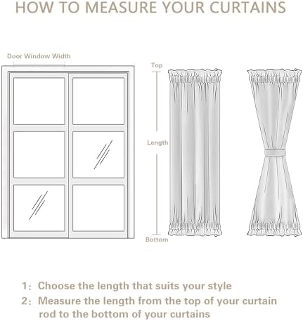 2 Pieces French Door Curtain Linen W35 x L72 Dual Rod Pocket Privacy | Semi Sheer Light Filtering Curtains, for Kitchen Dining Room, French Door, with Tieback, Light Coffee, Farmhouse Rustic