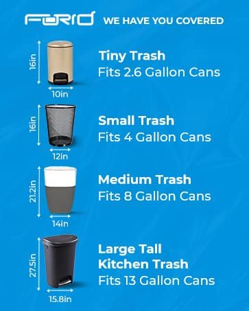 FORID Black Small Trash Bags, 8 Gallon Garbage Bags, Wastebasket Bin Liners 110 Count Plastic Trash Bags for Bathroom Bedroom Office Garbage Can 15 Liters - Durable & Thick Trash Bag