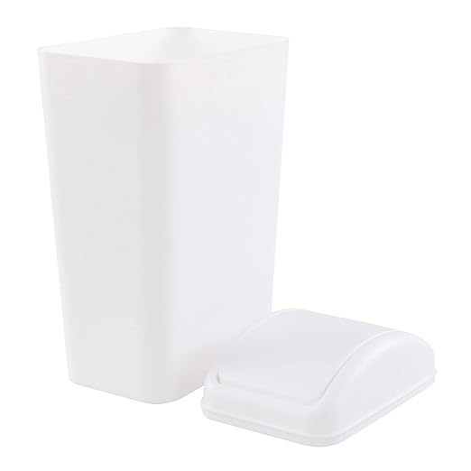 Esdiplot 3.5 Gallon Plastic Trash Can with Swing Top Lid | Slim Swing Lid Garbage Bin Wastebasket for Bathroom