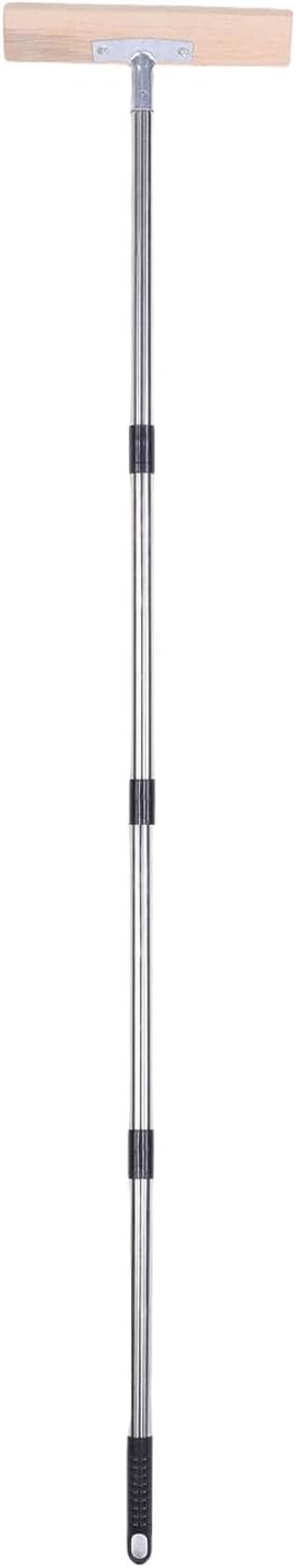 Floor Scrub Brush, Heavy Duty Stainless Steel Wire Broom with Long Adjustable Handle, Outdoor Moss Remover Brush for Cleaning Concrete Deck Patio Garden Garage Driveway (30cm / 11.8in)
