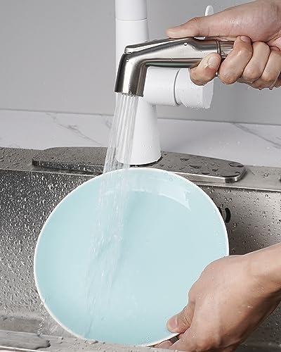 Universal Kitchen Faucet Sprayer Attachment/Hose/Holder, Brushed Nickel | Compatible with Moen/Delta Faucet Sprayer Replacement, Kitchen Sink Side Sprayer Head
