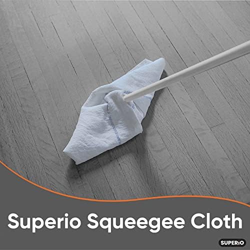 Superio Squeegee Mopping Towel Floor Cloth White Cloth for Cuban Style Mop, Israeli Sponga, Kitchen, Bathroom Cleaning, Tile, Stone, Wood, Floor Washing, Drying Towel -18"x24", 6 Pack