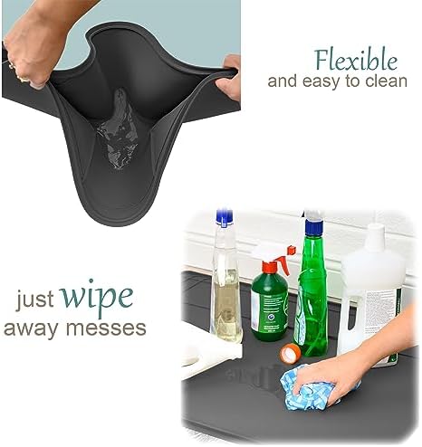 The Original Under Sink Mat - Silicone Waterproof mat, Trimmable, Easy to Clean, Kitchen cabinet liner, Under sink protector mats, Drip Tray with Lip - 34" x 22" or smaller
