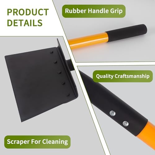 Cleaning Shovel, 51 Inch Heavy Duty Flat Snow Weeding Tool | Multifunctional, Tungsten Steel, Fiberglass, One-Piece Handle, 2 LB, No Assembly Required, Driveway, Patio, Garden, Sidewalk