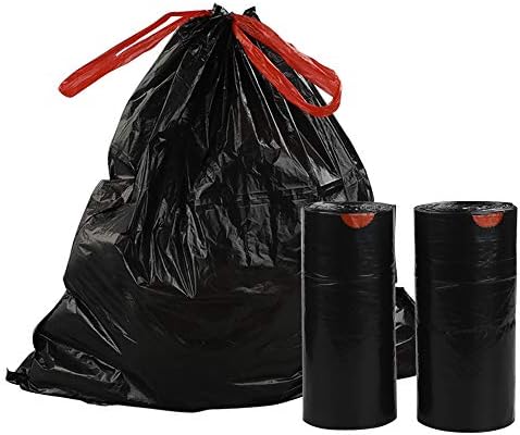 Teyyvn 8 Gallon Kitchen Drawstring Trash Bag, 220 Count Garbage Bags, Black | Tear-Free, Leakproof, 30 Liter Waste Basket Can Liners, Unscented, for Bathroom Office Kitchen