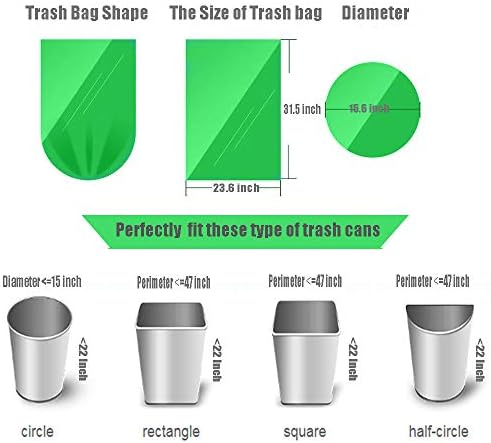 Trash Bags Biodegradable, Strong Rubbish Bags, Trash bags Recycling & Degradable Garbage Bags, Compostable Bags (Green, 13 Gallon)