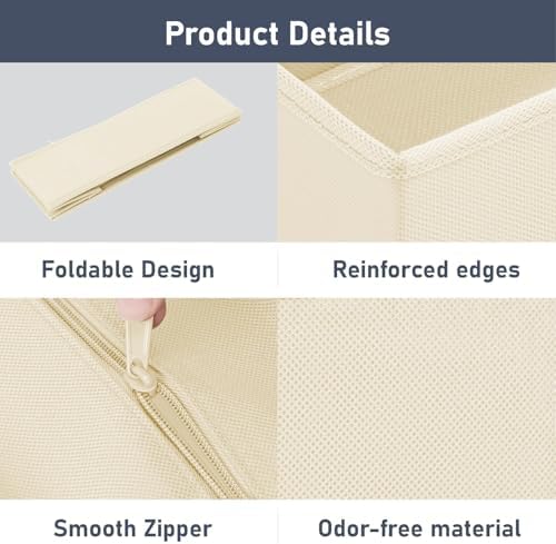 DIMJ Drawer Organizer Clothes, 8 Pack Dresser Organizer, Foldable Closet Organizers and Storage, Fabric Dresser Bins, Drawer Dividers for Nursery, Baby Clothes, Underwears, Sock (Beige)