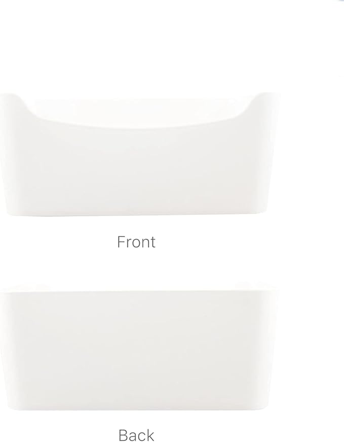 Ytteve 6-Pack Mixed Size White Plastic Storage Bins – Includes 2 Large (13"x9.5"x5.7") & 4 Medium (9.5"x6.7"x4.1") – Versatile Shelf Organizers for Kitchen Pantry, Closet, Bathroom, Office & Cabinet