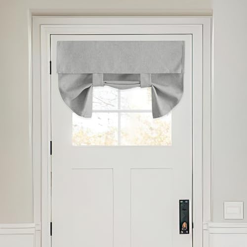 RYB HOME Door Window Curtains Privacy Sunlight Shades for Classroom Cover | Lockdown Shades, Room Darkening, Blocks Views, Thermal Insulated, 2 Adhesive Strips, No Drill, W26 x L20, Grey, 1 Panel