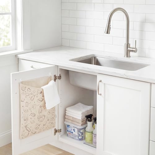Reusable Dirty Rag Bag with Plastic Liner for Under Sink Cabinet Door