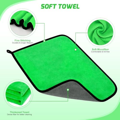 Nilight 37PCS Car Detailing Kit for Interior Exterior Car Care, Green | car wash cleaning kit with storage bag, Deep Clean Car Care Glass Windshield Dashboard Seat Air Vents Wheels Tires