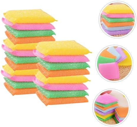 ULTECHNOVO 20pcs Non Scratch Kitchen Scouring Pads Reusable Dish Sponges for Washing Dishes Soft Nylon Scrubbers Multipurpose Cleaning Pads for Pots Pans and Hard Surfaces Random Color