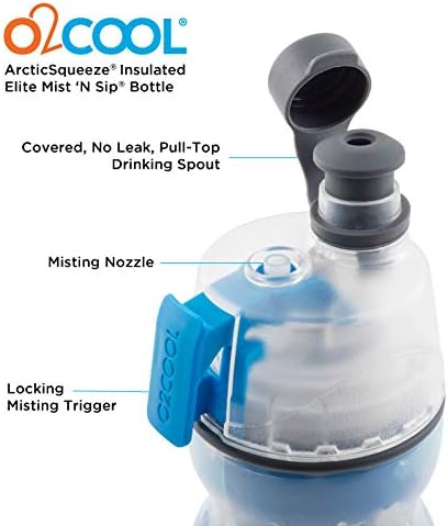 O2COOL Mist N Sip 20 oz Misting Reusable Sports Water Bottle Flamingo