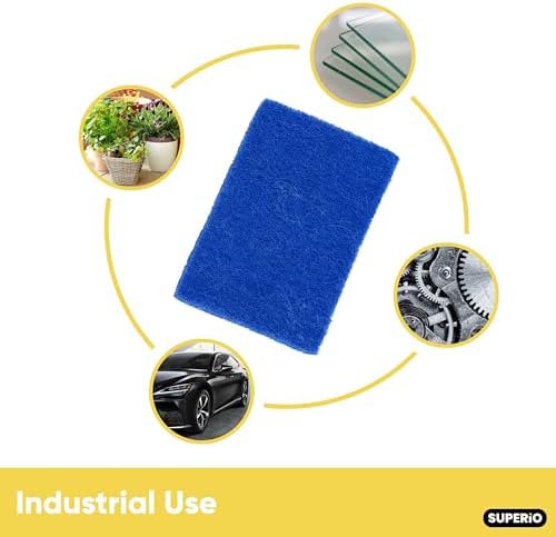 Scouring Pad Non-Scratching Scrubber Non-Scratch Cleaning Scrub Pads Heavy Duty Scouring Pad Reusable Kitchen Scrubbing Pad Pack of 15 Blue, by Superio