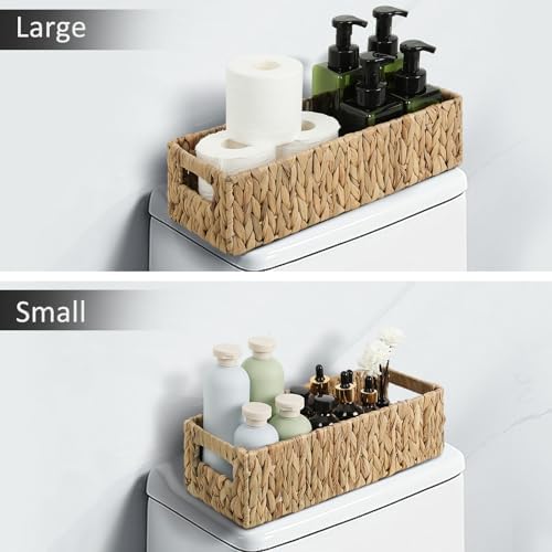 Toilet Paper Holder Bathroom Storage Wicker Basket Farmhouse Decor Small | Nesting Small Storage Basket, Bathroom Countertop Organizer, Water Hyacinth Woven, Home Decor