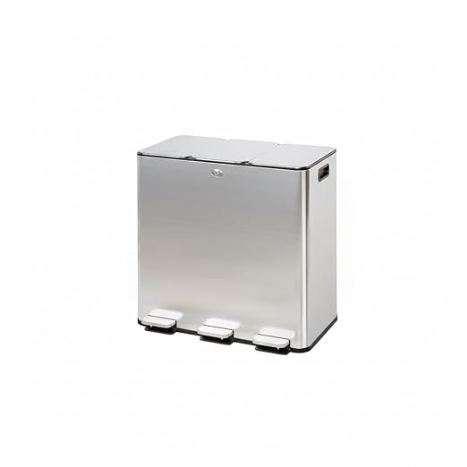 GarveeHome Trash Can 60 L/15.9 gal, Three Compartments Pedal Kitchen Recycling Trash Bin with Lids,Stainless Steel Garbage Can for Home Office Restaurant School Hospital
