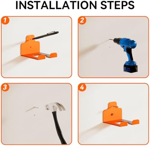 JNIHEEP Garage Organizer Trimmer Rack,Garden Power Tool Hanger,2Pack,Orange | Weedeater Rack, Heavy Duty Weed Whackers Holder Wall Mounted for Grass Trimmer, Hedge Trimmer, Garage Trimmer, Garden Tools
