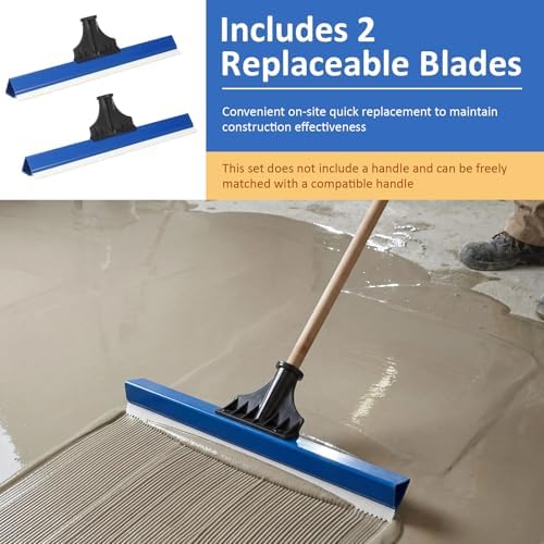 2 Pack 16 Inch Epoxy Floor Squeegee, Notched Squeegee for Self Leveling Cement Urethane Epoxy Floor Tool for Professional Project Home Work (Blue, 2)