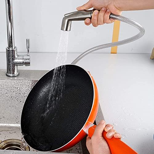 Universal Kitchen Sink Side Sprayer with Water Hose/Holder, Brushed Nickel | Quick Side Connector Compatible with Moen Faucet Sprayer Replacement, Kitchen Sink Faucet Sprayer Attachment