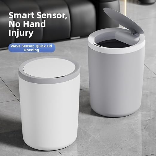 Automatic Smart Trash Can Sensor Motion Can with Lid for Bathroom Kitchen | Motion-sensing lid auto-opens within 11.8 inches, closes after 6s. Sealed odor block, low power, fit apartment hotel office.
