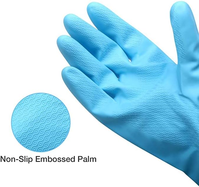 Alimat PluS Purple Kitchen Gloves Latex Free, Cotton Liner, 1 Pair, Medium | Reusable Dishwashing Gloves with Non Slip Embossed Texture, Waterproof Cleaning Gloves for Laundry, Gardening