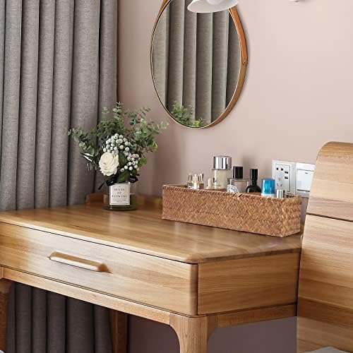 Seagrass Storage Basket 3 Sections Woven Shelf Baskets with Compartment (Natural, 14.6inch x 4.7inch x 3.1inch)