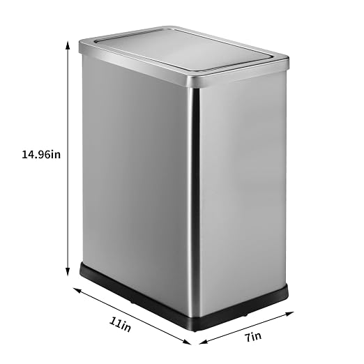 Stainless Steel Bathroom Trash Can with Swing Lid,4gallon Small Metal Garbage can Trash Bin Wastebasket for Office Bedroom Powder Room (Stainless Steel)