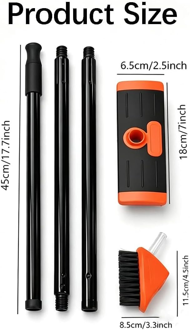 3-in-1 Versatile Weed Brush Combo Set, Floor Scrub Brush with Long Handle | Interchangeable Deck Cleaning Tool, Deck Brush for Patio, Concrete, Driveway & Outdoor Cleaning