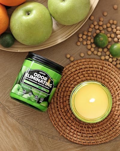 AOOVOO 4 Pack Odor Eliminating Candle Set - Green Apple Air Freshing Candle | 36oz, Eliminates 95% of Pet, Smoke, Food, and Other Smells Quickly, Highly Fragranced Non Toxic Soy Candle