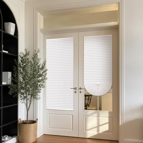 Leinuosen 2 Pcs 35''w x 83'' French Door Paper Shade Magnetic Temporary Blinds No Tools Privacy Paper Shade Blackout Blinds for Window Sliding Door Light Filtering