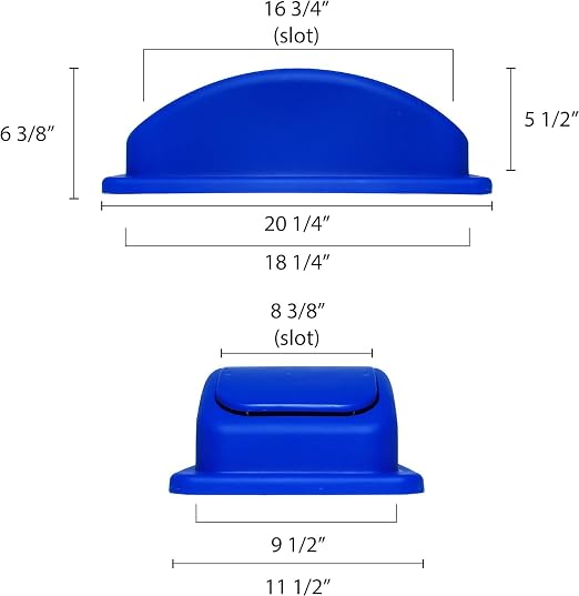 TrueCraftware 23 Gallon Recycle Trash Can Swing Top Lid only 20-2/3" x 11-3/5" x 6-3/7" Blue Color- Wastebasket Garbage Bin Lid Recycling Bin Cover Kitchen Bathroom Bedroom Office Trash Can