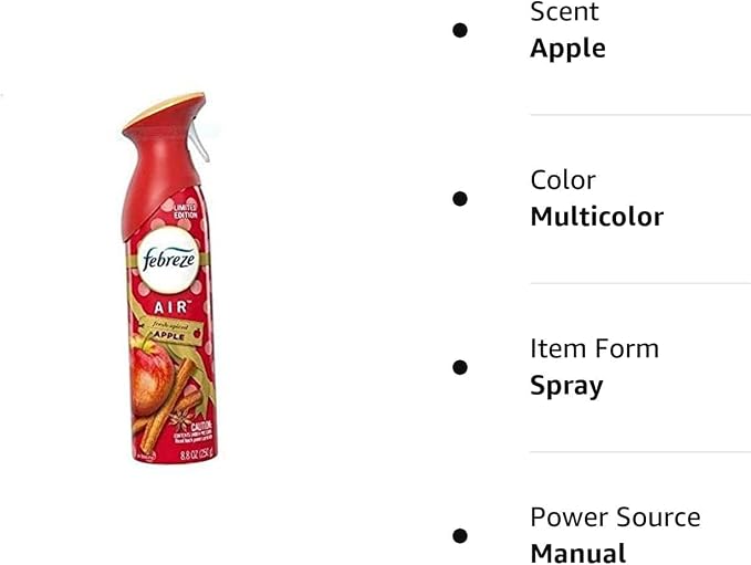 Febreze Air Odor-Eliminating Air Freshener, Fresh-Spiced Apple, 2 Ct, 8.8 Fl Oz Each (17.6 Fl oz Total)