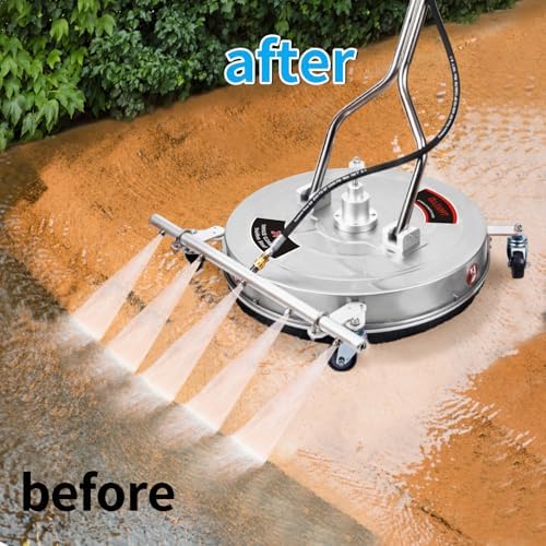 24" Pressure Washer Surface Cleaner with 5 Nozzles Water Broom - Stainless Steel Surface Cleaner for Pressure Washer Attachment for Concrete, Patio, Sidewalk, Deck and Driveways, 4200 PSI