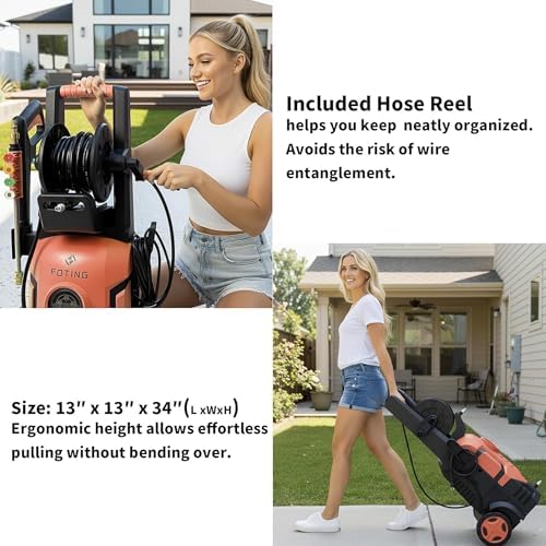2026Upgraded Pressure Washer 5000PSI with Adj-8-Level Touch Screen, 34" Tall Power Washer, 4 Quick Connect Nozzles, Inlet Hose&Filter&500mlFoam Cannon for Cars/Fences/Driveways/Home Cleaning,Red