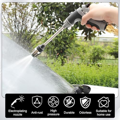 Pressure Washer, High Pressure Hose Nozzle with Connectors, Water Sprayer Cleaning Tool for Car Window, High and Portable Pressure Washer Wand for Plant Watering and Lawn Care(Water Gun + Connector)